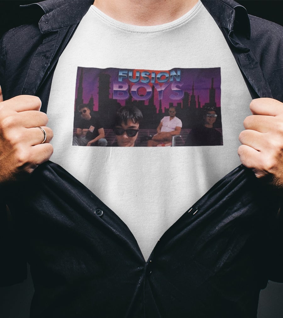 Fusion Boys Aesthetic Group Vaporwave Skyline T-Shirt