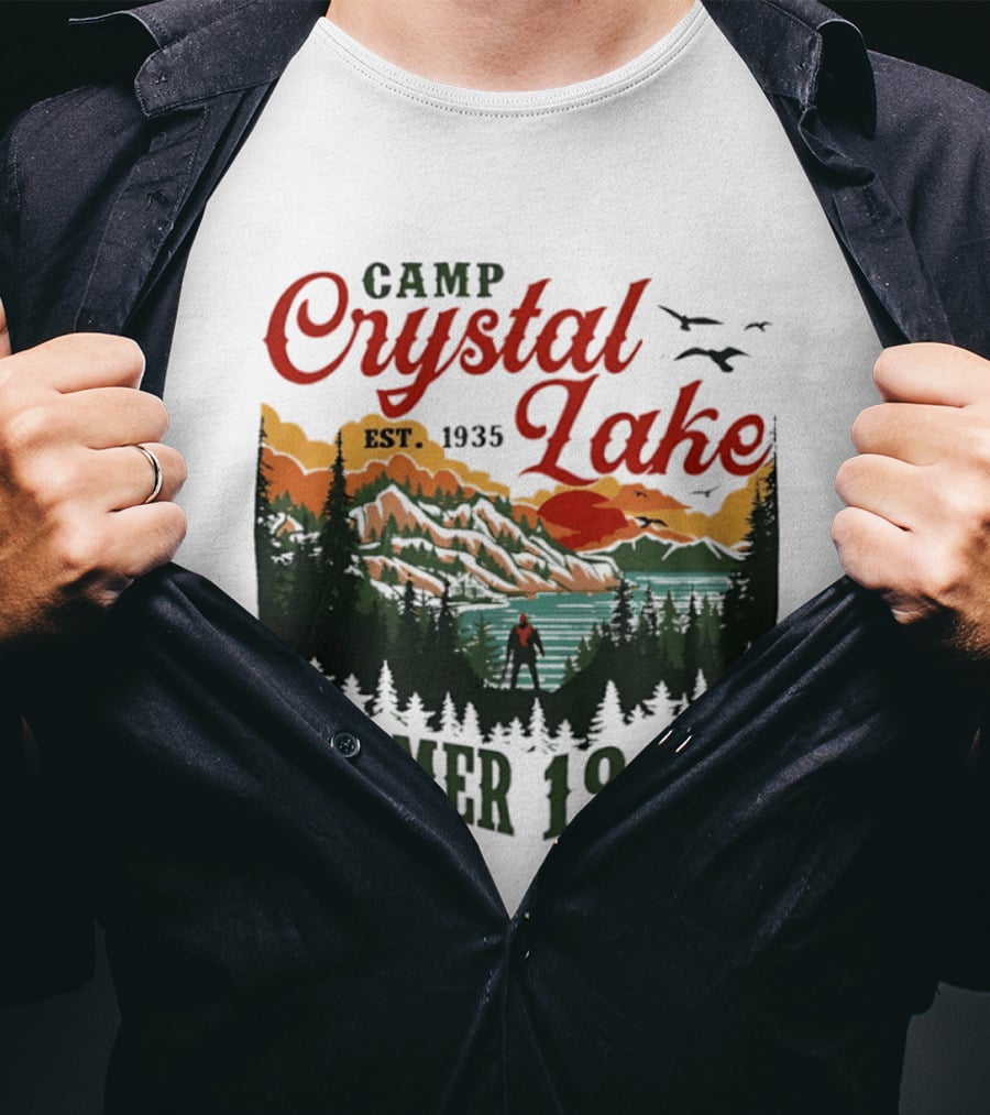 Camp Crystal Lake EST 1935 Summer 1980 Scenic Reflection T-Shirt