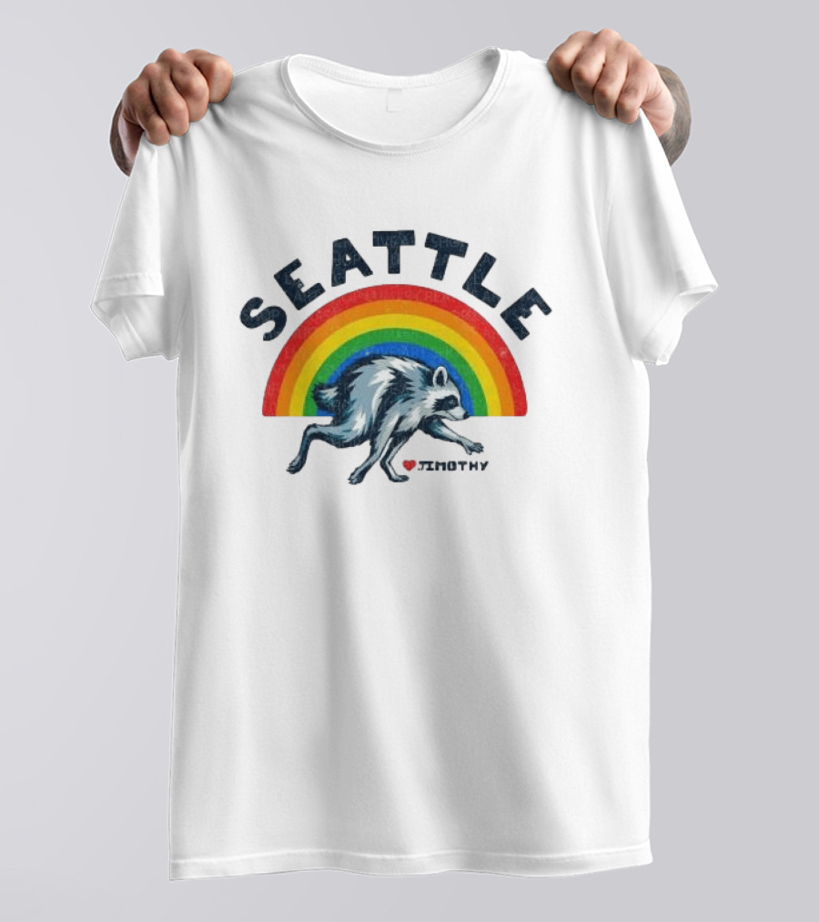 Seattle Jimothy Rainbow Pride 2026 Raccoon Heart T-Shirt