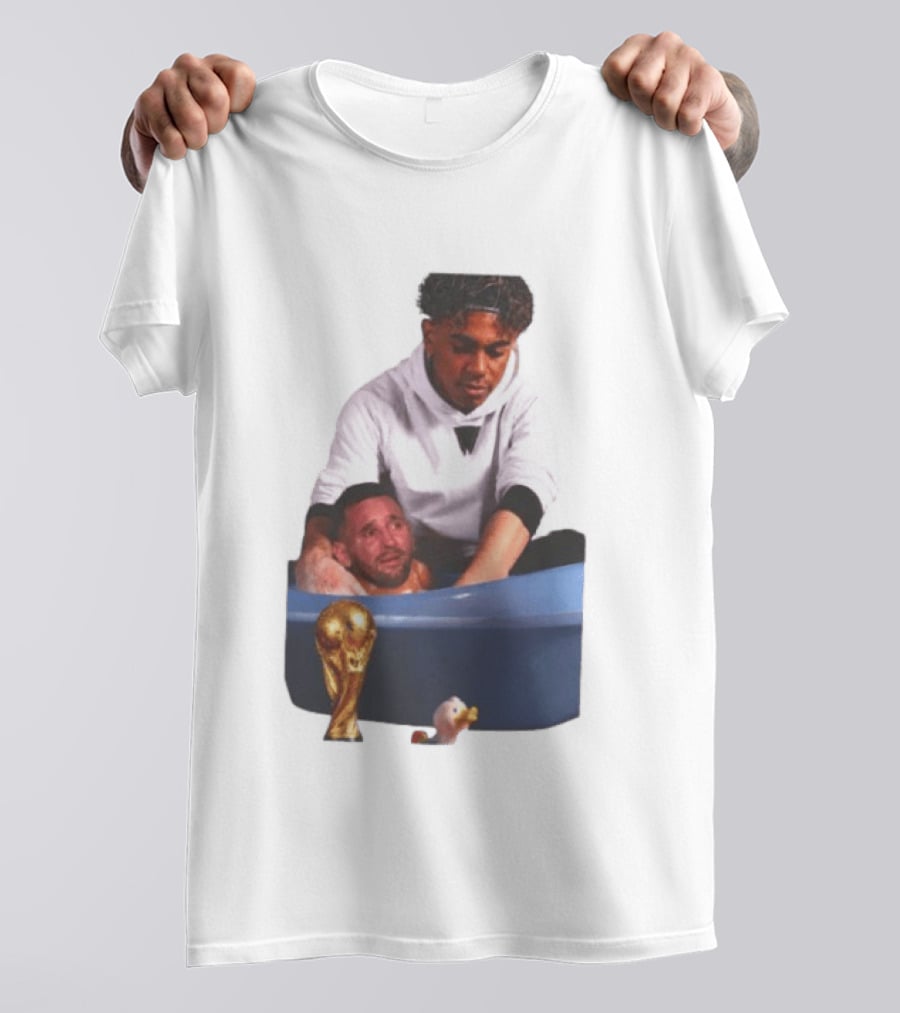 Lamine Yamal Lionel Messi Bathtub Meme World Cup Trophy T-Shirt