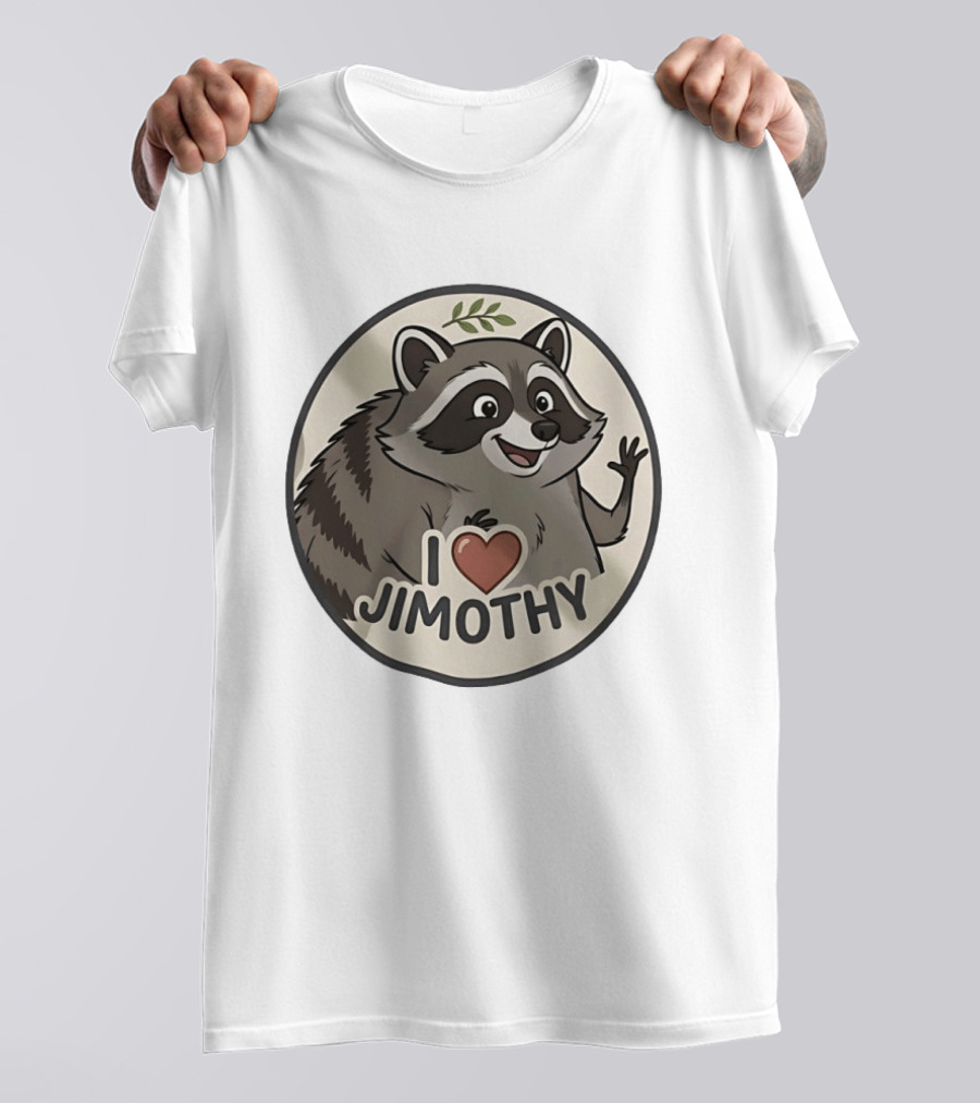 I Love Jimothy Adorable Cartoon Raccoon Enthusiast Favorite T-Shirt