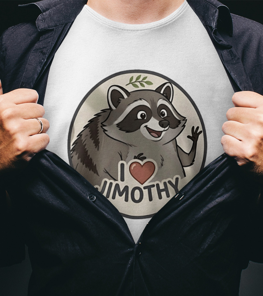 I Love Jimothy Adorable Cartoon Raccoon Enthusiast Favorite T-Shirt