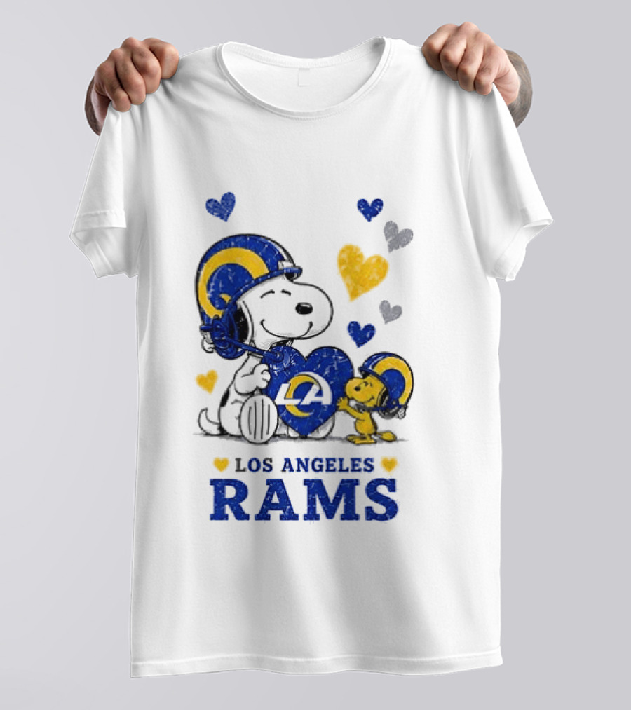 Los Angeles Rams Peanuts Snoopy Love Laughter Hearts T-Shirt