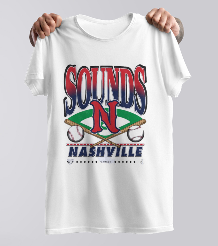 Nashville Sounds MiLB Baseball Team Logo With Bat And Ball T-Shirt