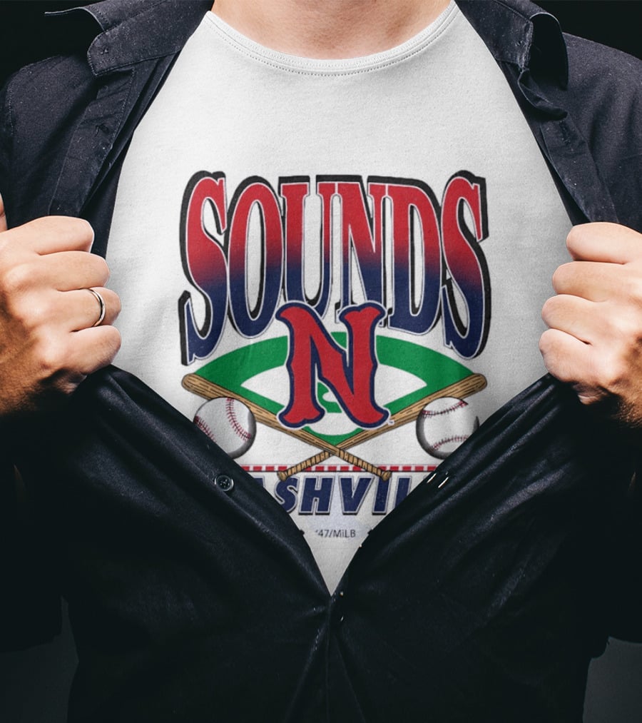Nashville Sounds MiLB Baseball Team Logo With Bat And Ball T-Shirt