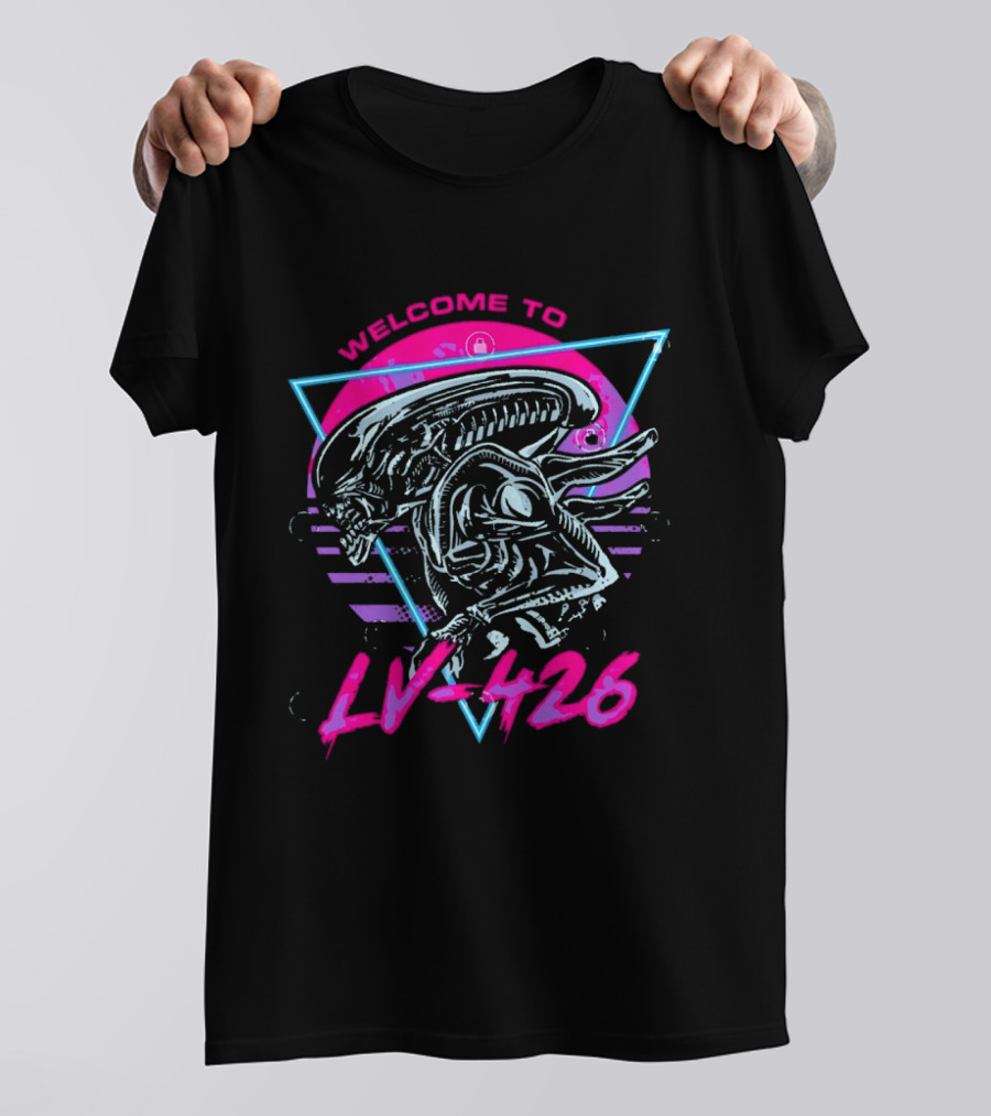 Welcome To LV 426 Alien Xenomorph Retro Neon Triangle T-Shirt