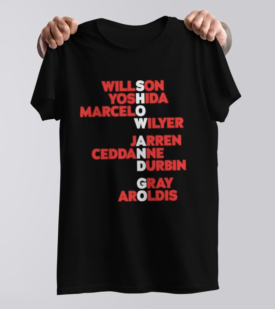 Boston Baseball Show And Go Willson Yoshida Marcel Wilyer Jarren Ceddanne Durgin Gray Aroldis 2026 Names Word Game T-Shirt