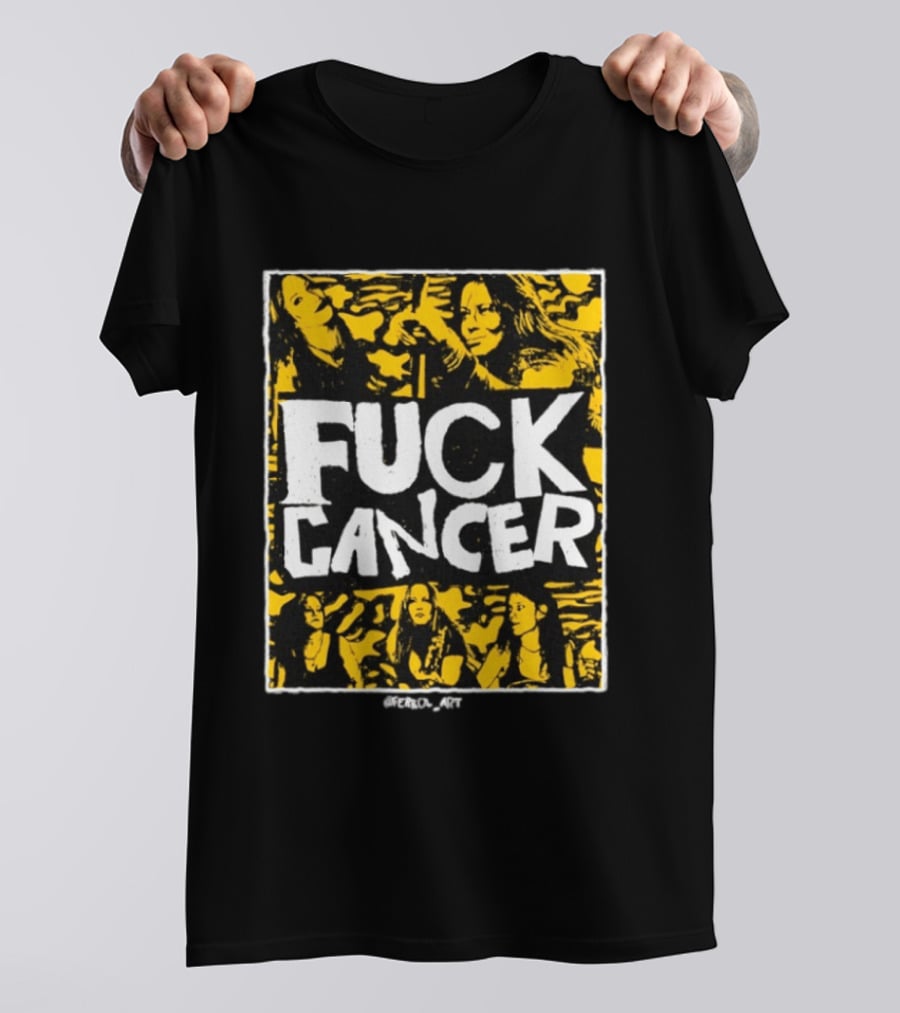 Fuck Cancer Support Bold Graphic With Yellow And Black T-Shirt