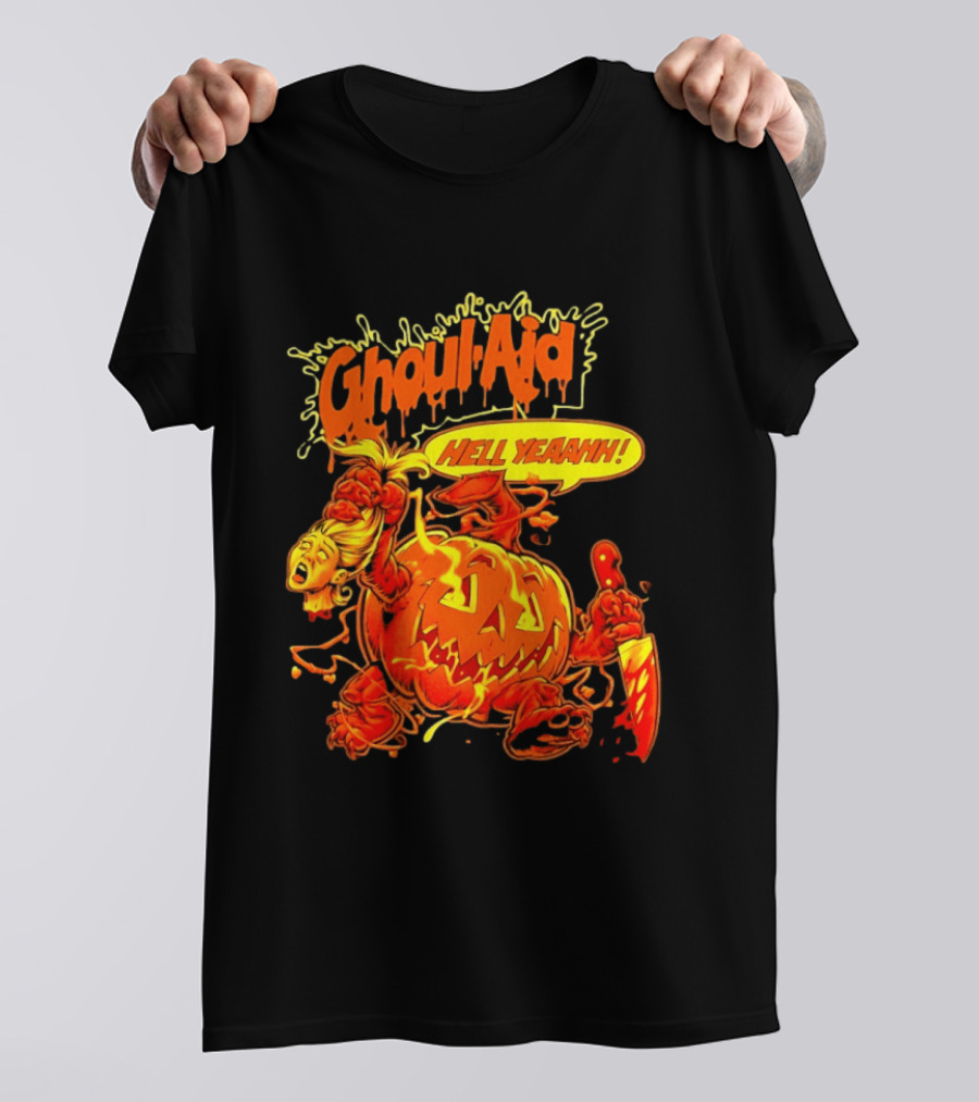 Ghoul Aid Hell Yeaahh Pumpkin Halloween Knife Monster T-Shirt