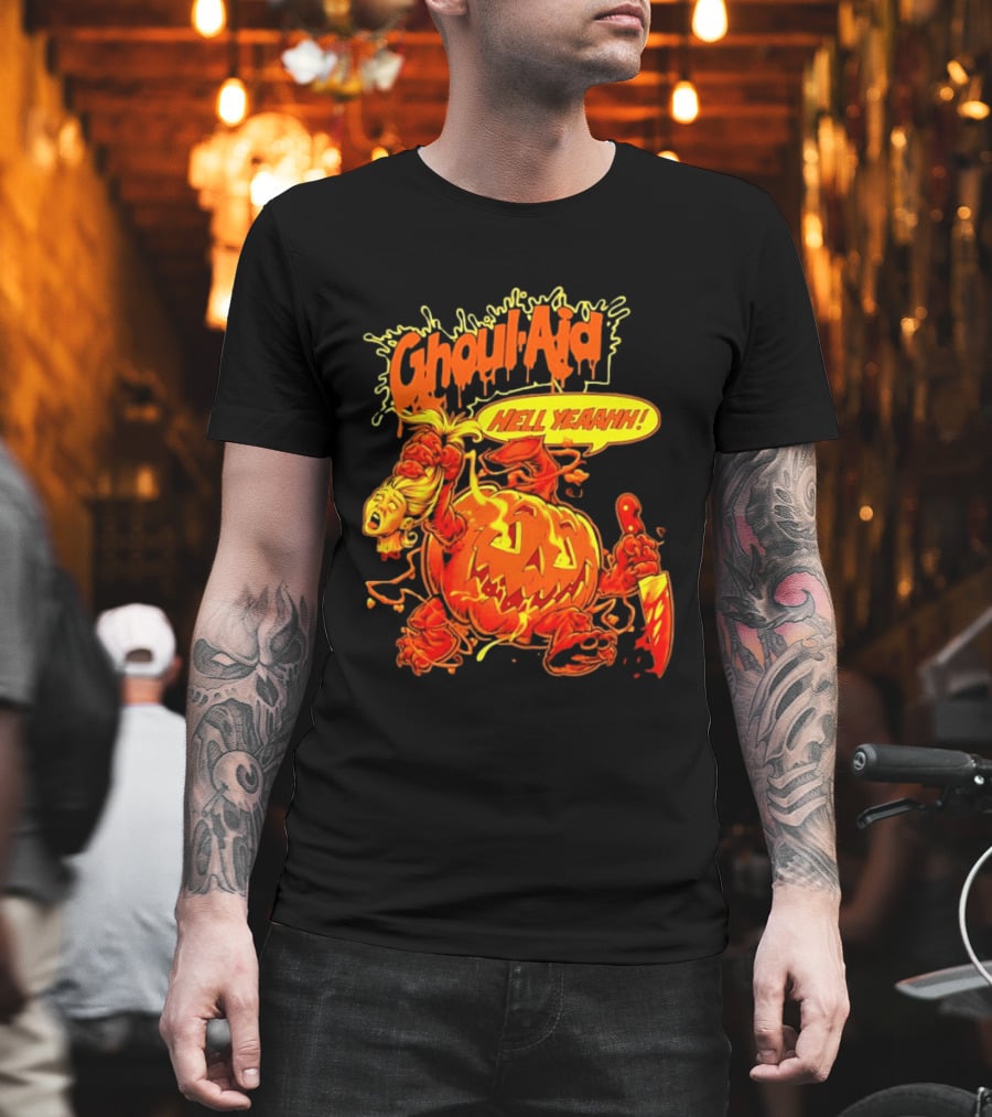 Ghoul Aid Hell Yeaahh Pumpkin Halloween Knife Monster T-Shirt