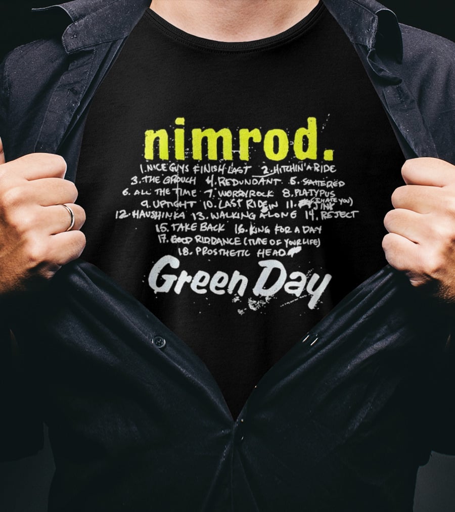 Green Day Nimrod Album Tracklist Punk Rock Nimrod Title Track Green Day T-Shirt