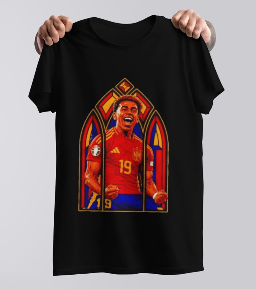 Lamine Yamal Spain National Team Number 19 Stained Glass Artistry T-Shirt