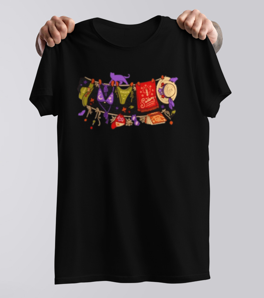 Hocus Pocus Amuck Salem Witch Laundry Line Halloween T-Shirt