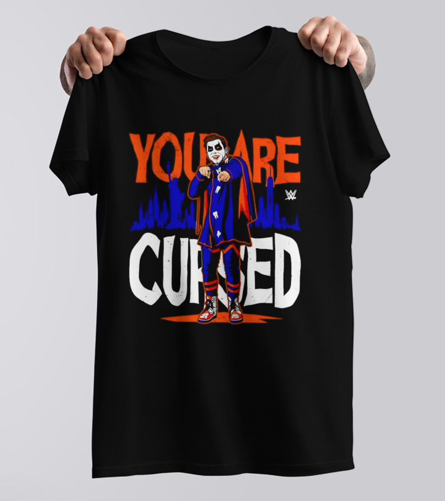 Danhausen You Are Cursed WWE Distressed Orange Blue Jokerface T-Shirt