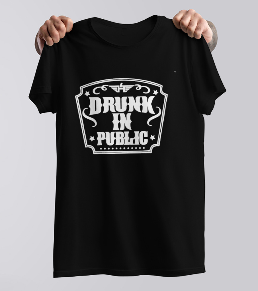 Drunk In Public Alcohol Drinking Typography Old West T-Shirt