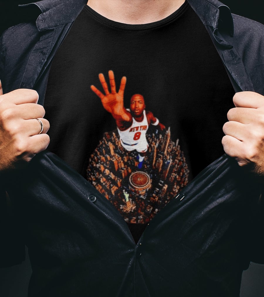 New York Knicks No 8 Aerial Cityscape Legend T-Shirt