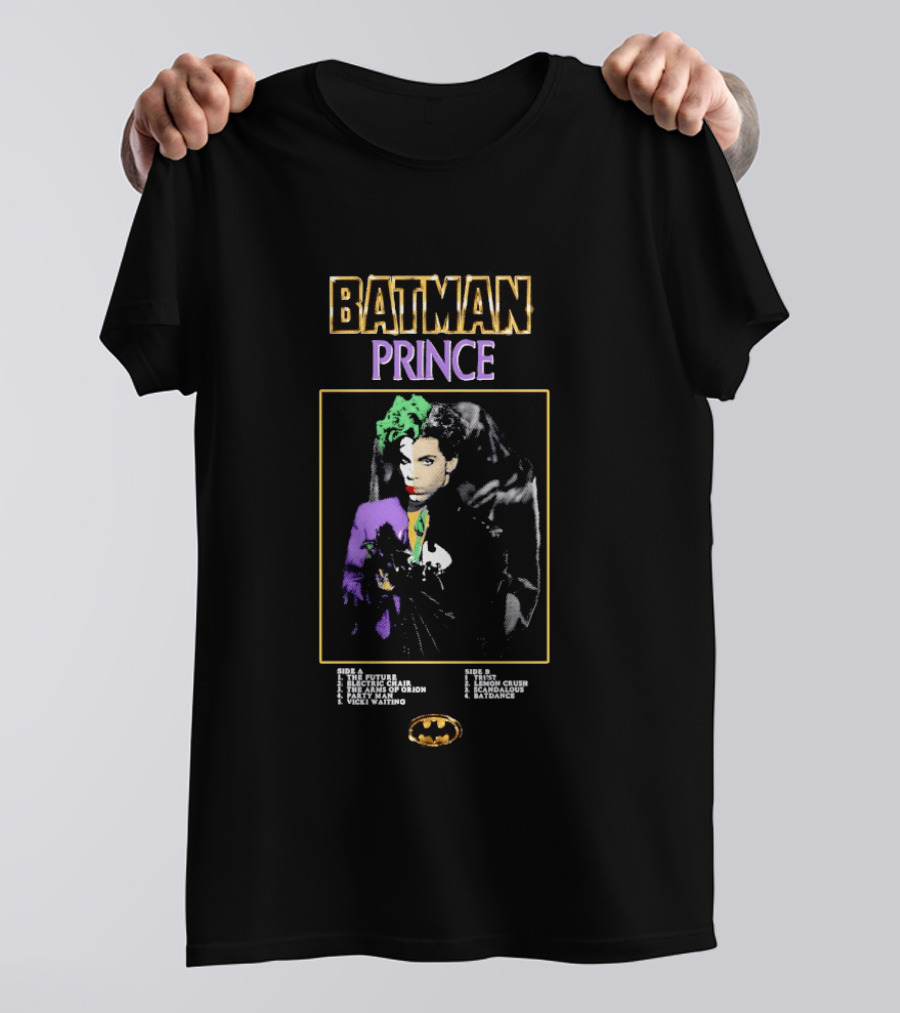 Batman Prince 1989 Soundtrack Album Cover Future Electric Chair Partyman Vicki Waiting Lemon Crush Scandalous Batdance T-Shirt