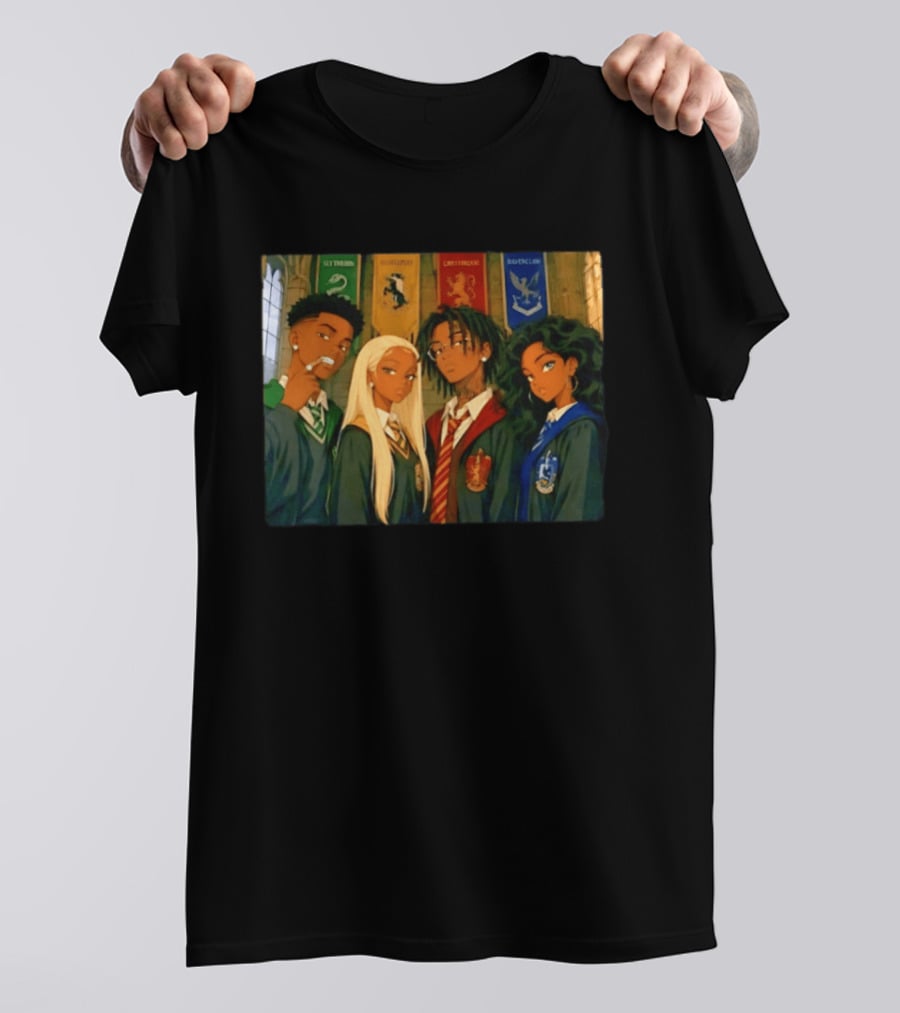 Slytherin Hufflepuff Gryffindor Ravenclaw Hogwarts Students Anime Characters T-Shirt