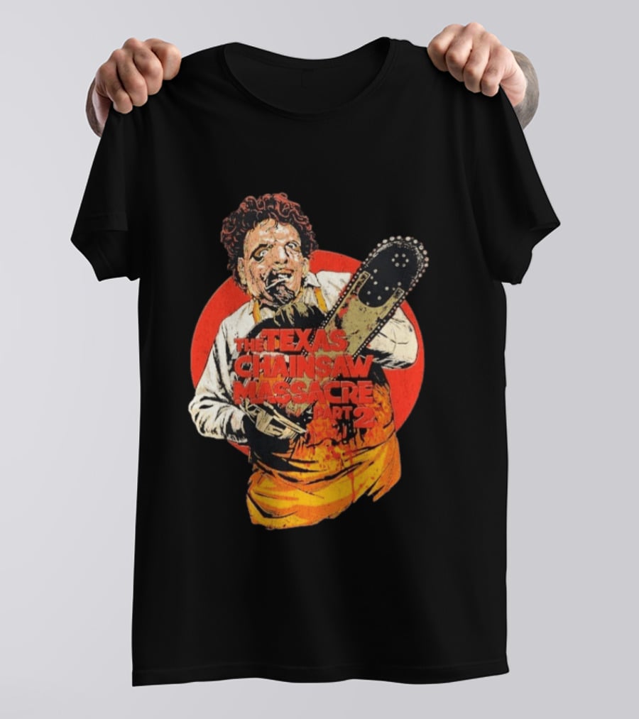 Texas Chainsaw Massacre Part 2 Bubba Chainsaw Graphic Burst T-Shirt