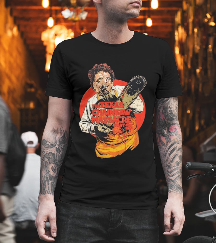 Texas Chainsaw Massacre Part 2 Bubba Chainsaw Graphic Burst T-Shirt