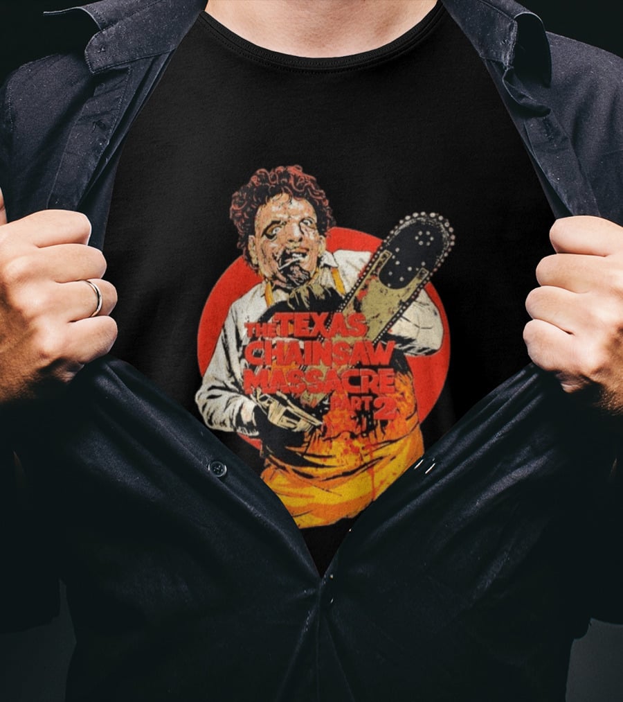 Texas Chainsaw Massacre Part 2 Bubba Chainsaw Graphic Burst T-Shirt