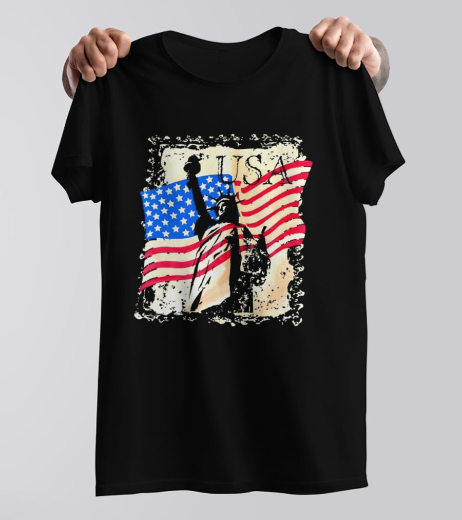 USA Statue Of Liberty American Flag T-Shirt