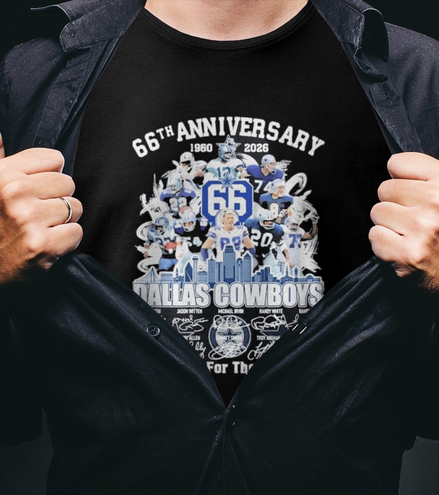Dallas Cowboys 66th Anniversary 1960 2026 Thank You For The Memories Signatures T-Shirt