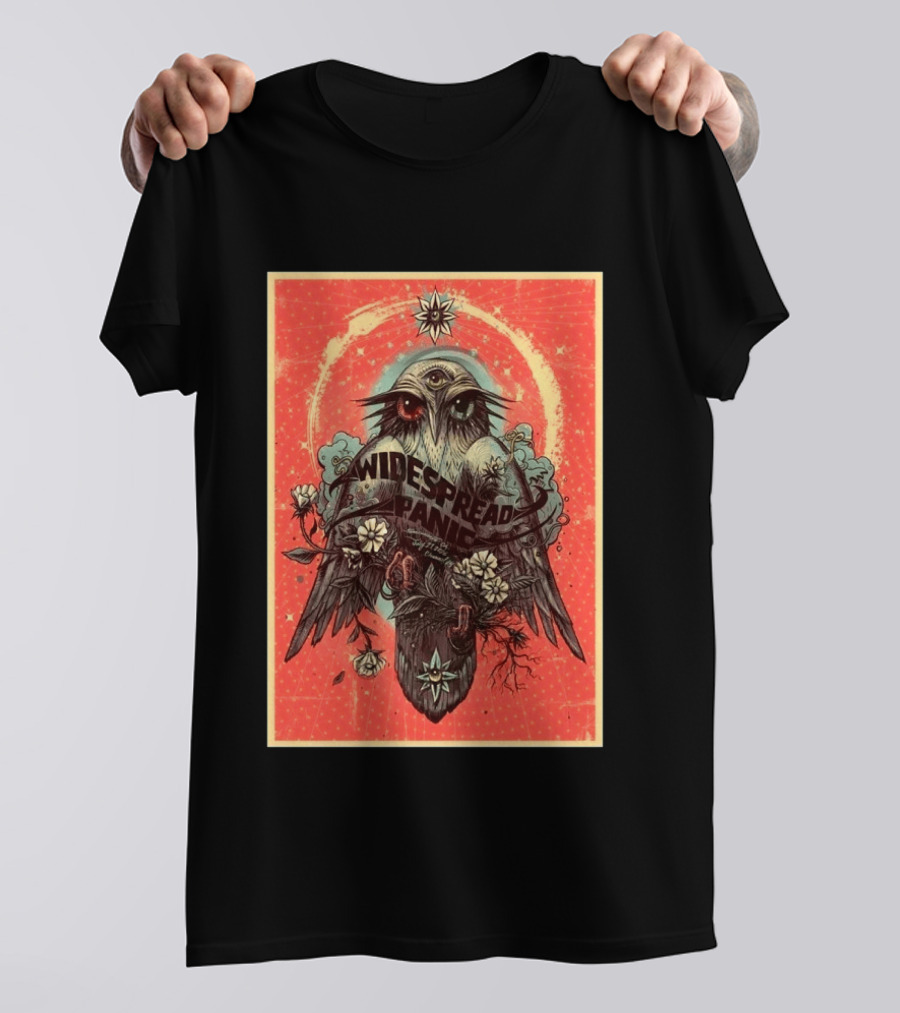 Widespread Panic Sacramento 2026 Event July 21 Venue Channel 24 Owl With Third Eye Floral Motif T-Shirt