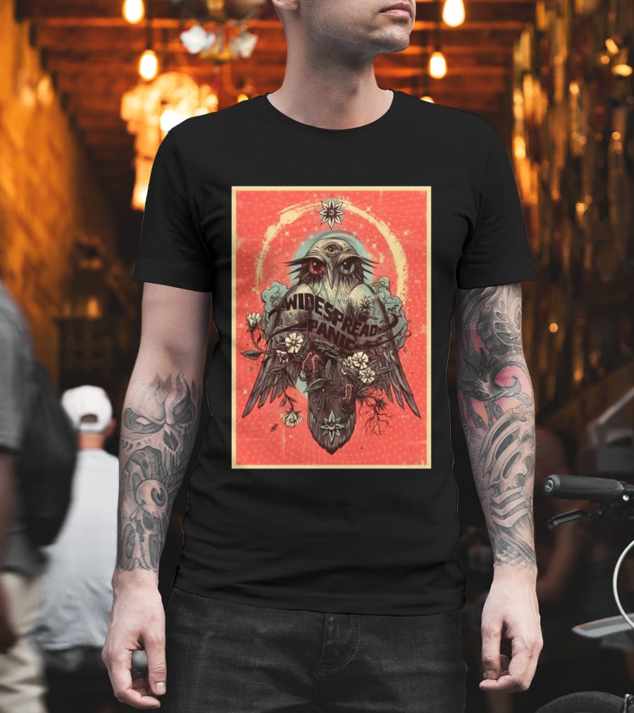 Widespread Panic Sacramento 2026 Event July 21 Venue Channel 24 Owl With Third Eye Floral Motif T-Shirt
