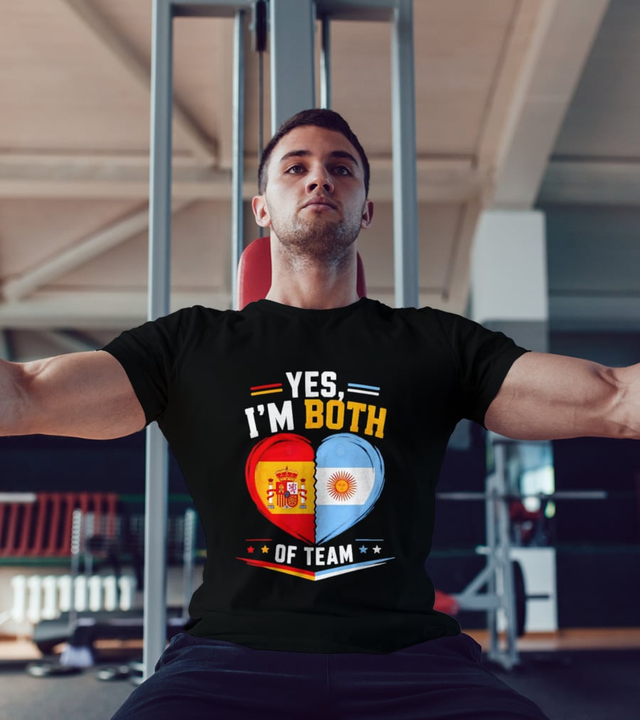 Yes I'm Both Team Spain And Argentina Heart Flags T-Shirt