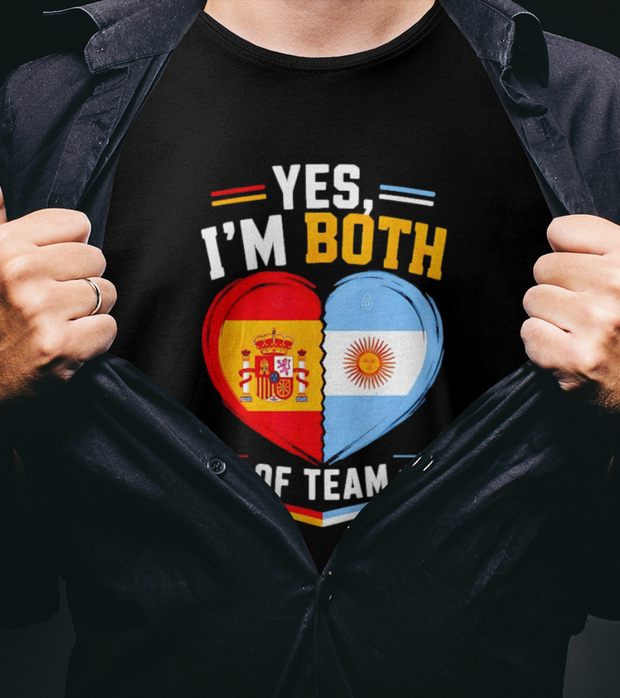 Yes I'm Both Team Spain And Argentina Heart Flags T-Shirt