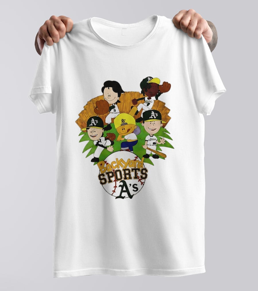 Backyard Sports A's Oakland Athletics MLB Characters Playing Baseball T-Shirt
