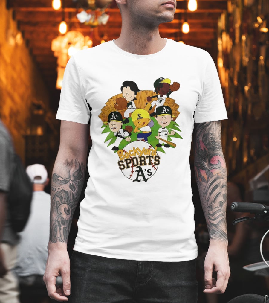 Backyard Sports A's Oakland Athletics MLB Characters Playing Baseball T-Shirt