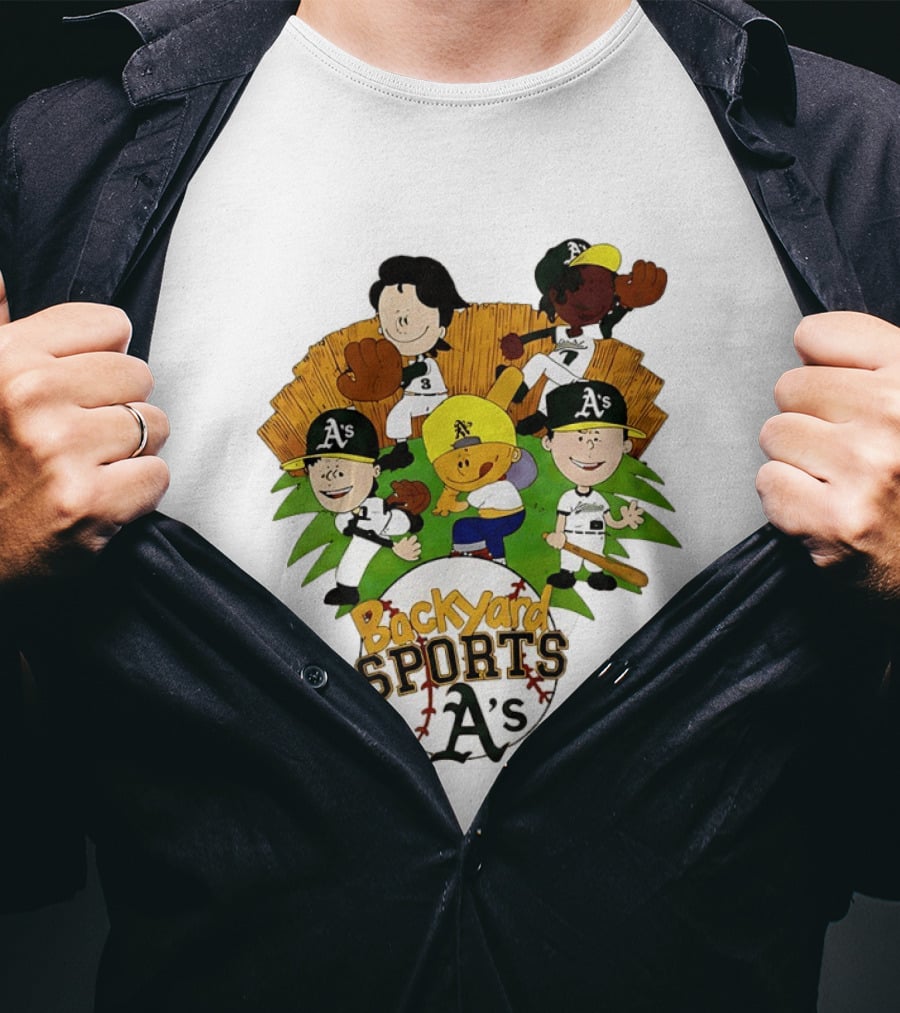 Backyard Sports A's Oakland Athletics MLB Characters Playing Baseball T-Shirt