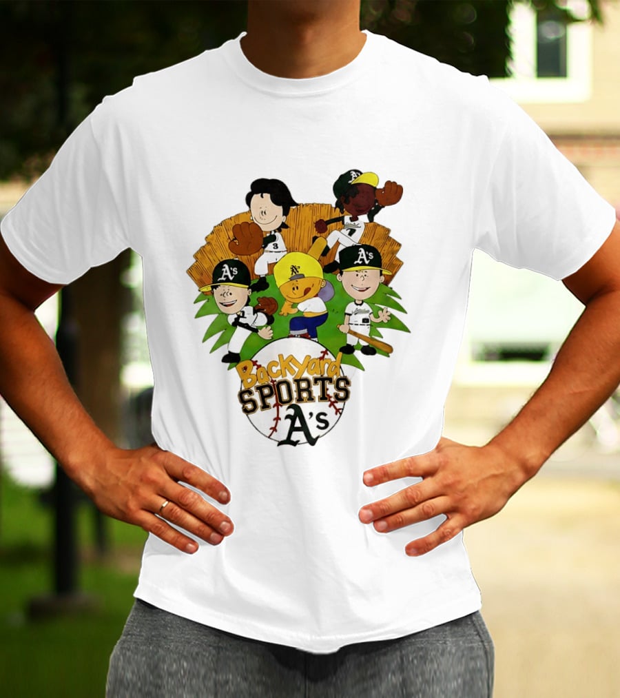 Backyard Sports A's Oakland Athletics MLB Characters Playing Baseball T-Shirt