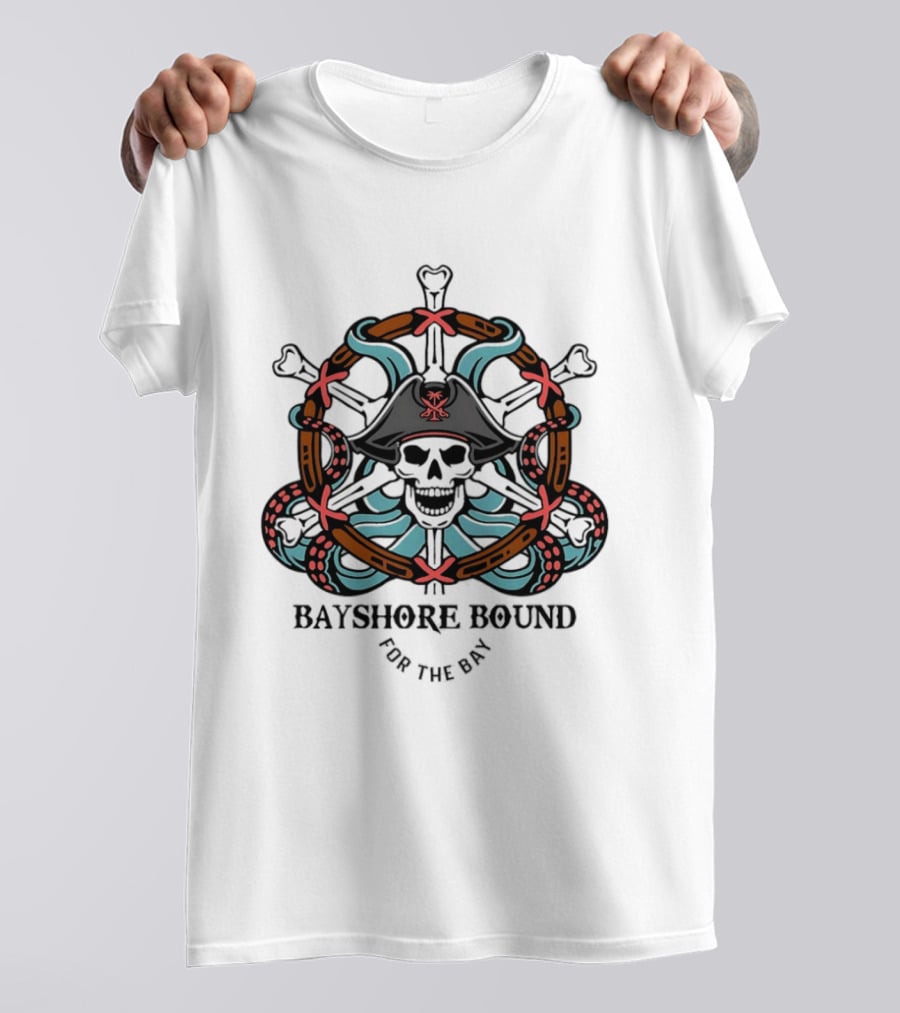 Bayshore Bound Pirate Skull For The Bay Adventure T-Shirt