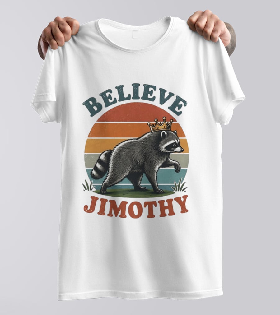 Believe Jimothy Raccoon With Crown T-Shirt