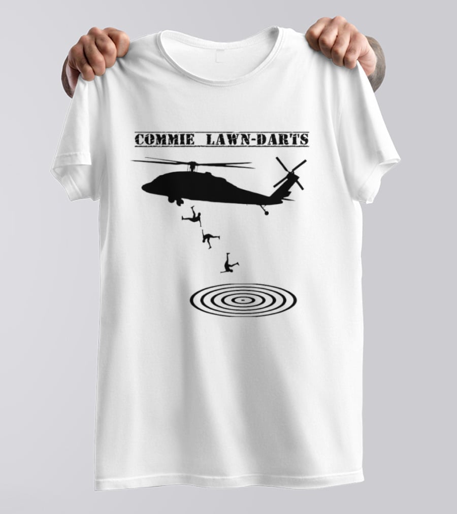 Commie Lawn Darts Helicopter Paratrooper Meme Target Landing T-Shirt