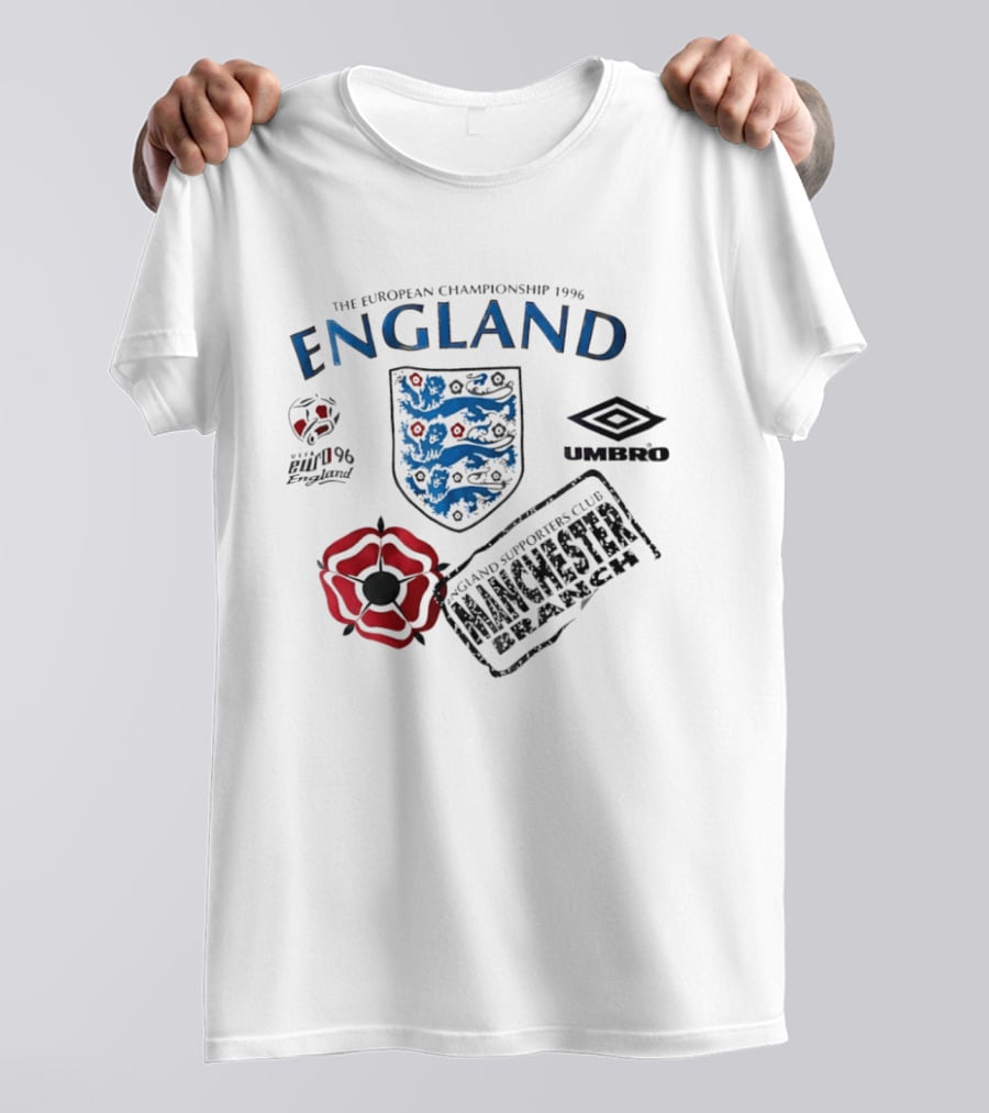The European Championship 1996 England Supporters Club Manchester Branch Umbro Euro 96 T-Shirt