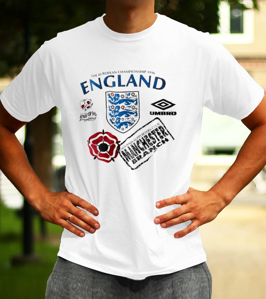 The European Championship 1996 England Supporters Club Manchester Branch Umbro Euro 96 T-Shirt