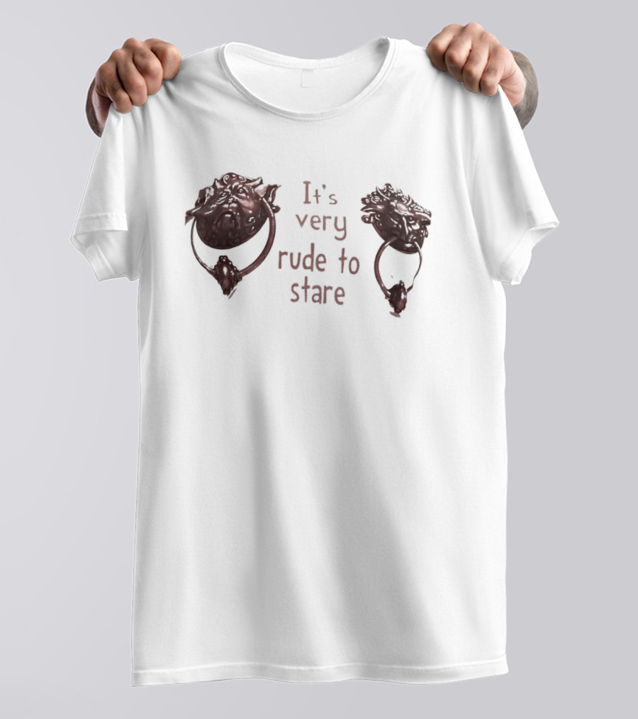 It's Very Rude To Stare Labyrinth Door Knockers Iconic Movie T-Shirt