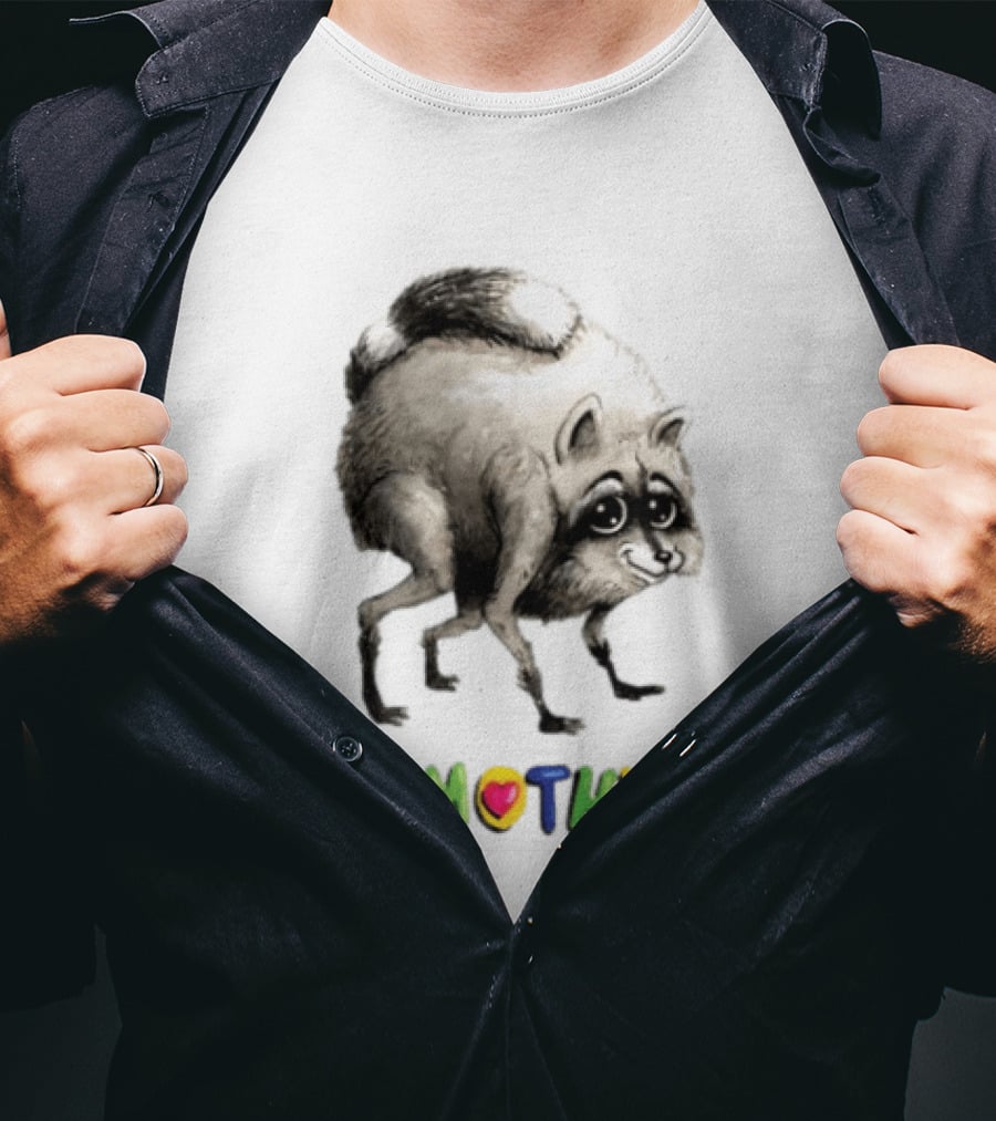 Jimothy Raccoon Rainbow Text Playful T-Shirt