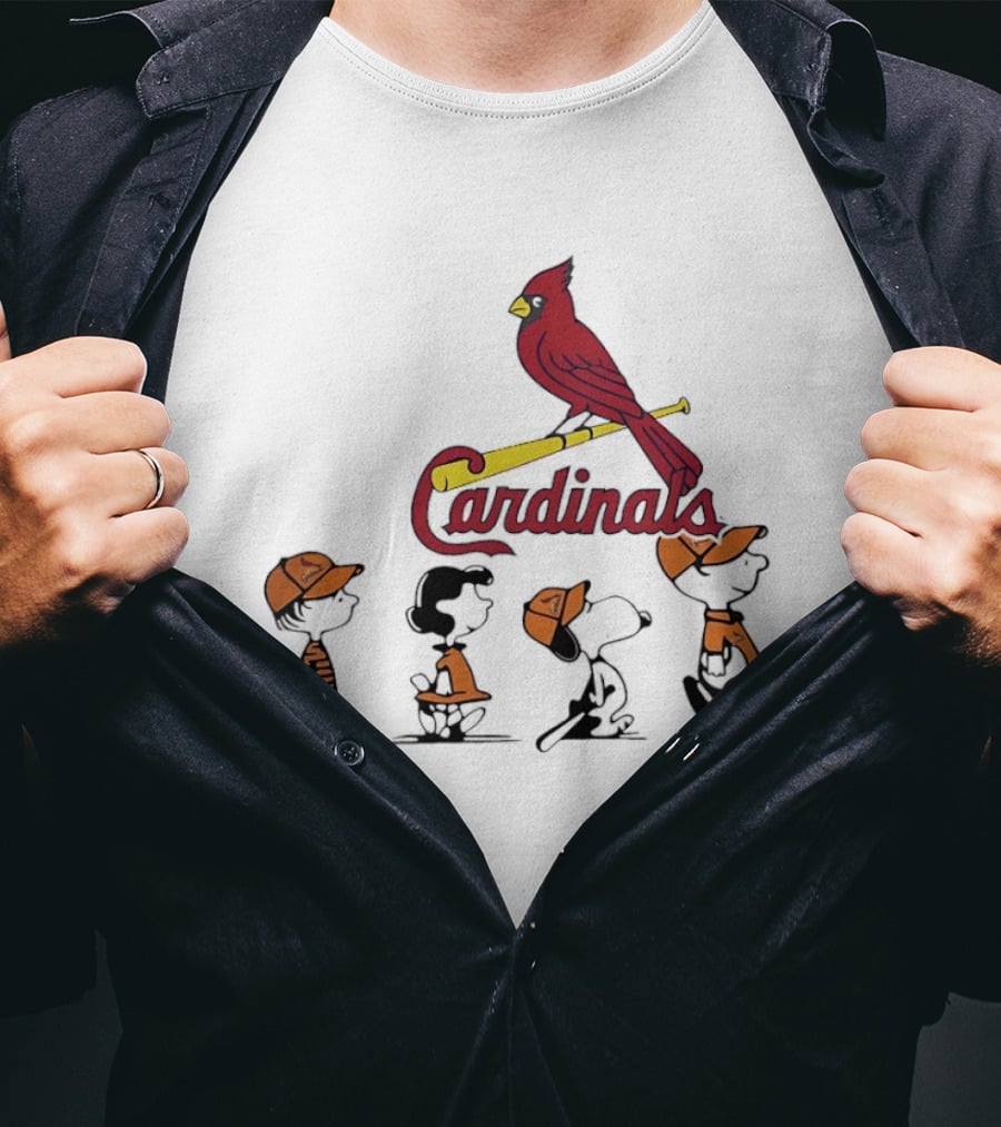 Peanuts Characters St Louis Cardinals Baseball Team Collaboration T-Shirt