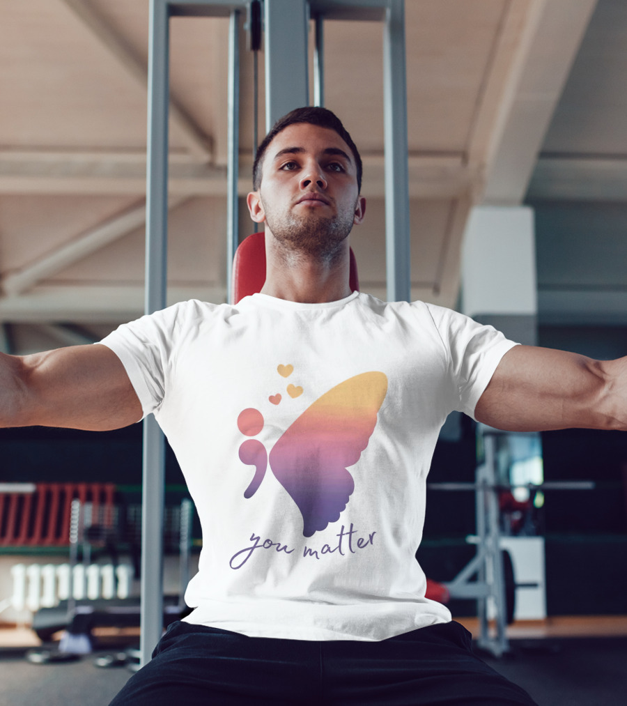 Semicolon Butterfly You Matter Inspirational Mental Health Awareness T-Shirt