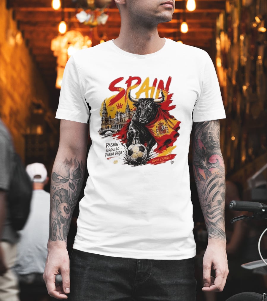 Spain Pasión Orgullo Furia Roja Vamos España Bull Flag 2026 T-Shirt