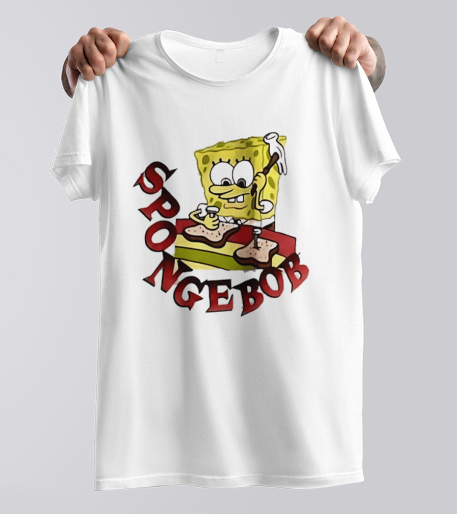 SpongeBob Assembling Sandwich With Hammer T-Shirt