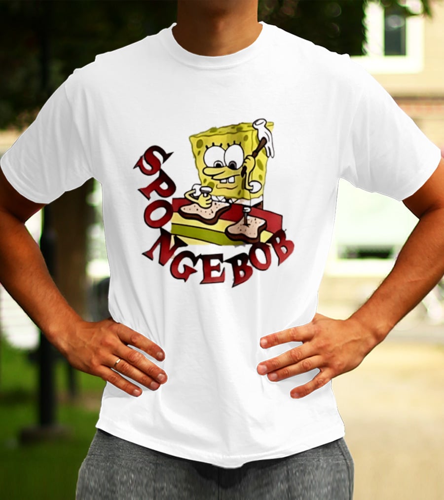 SpongeBob Assembling Sandwich With Hammer T-Shirt