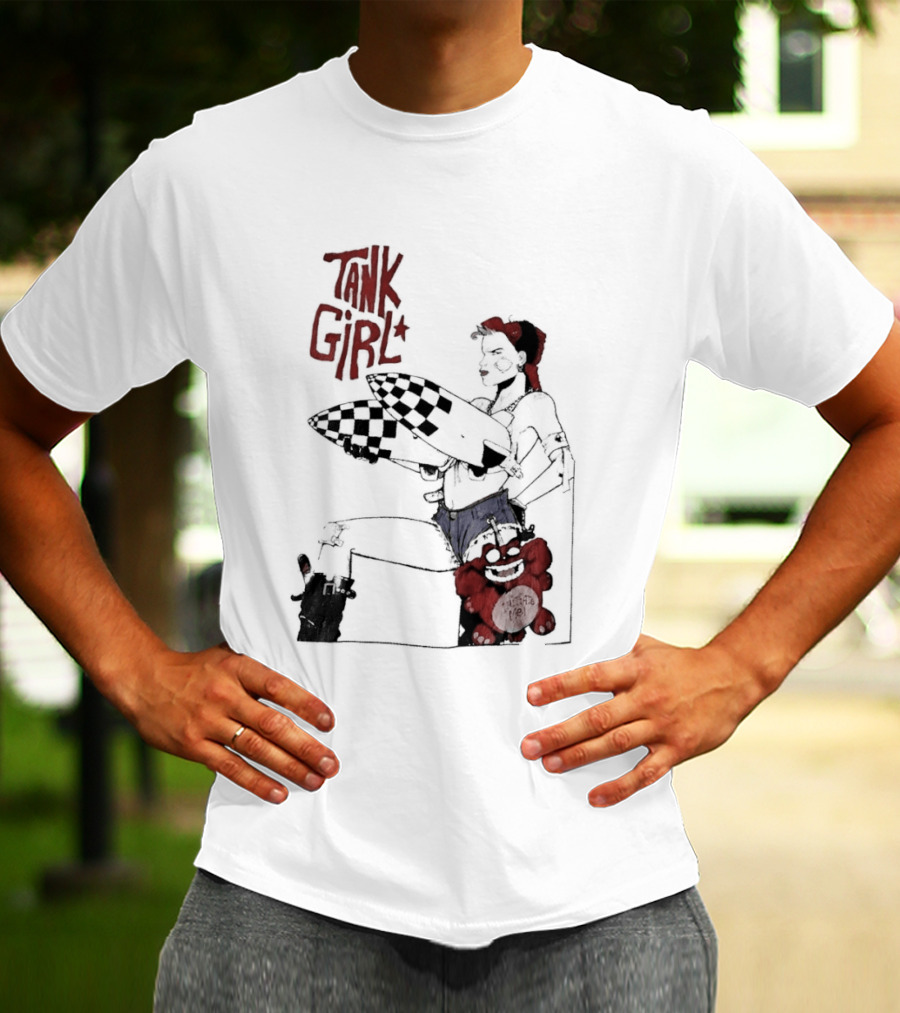 Tank Girl Checkered Missiles Red Text With Plush Toy T-Shirt