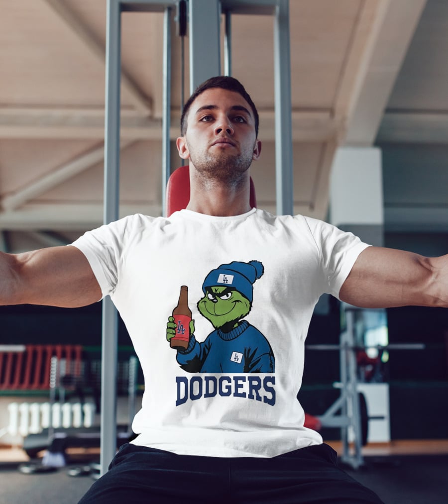 Los Angeles Dodgers MLB Christmas Grinch Beanie And Sweater T-Shirt