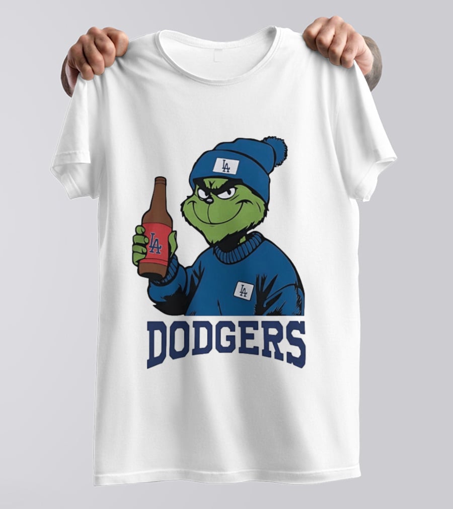 Los Angeles Dodgers MLB Christmas Grinch Beanie And Sweater T-Shirt